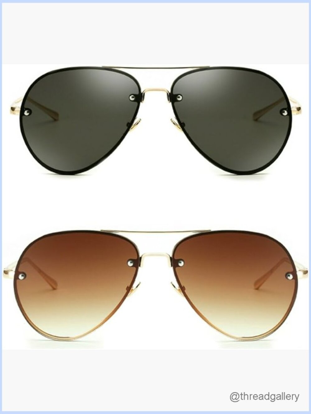Oversized Aviator Sunglasses Vintage Retro Gold Metal Frame